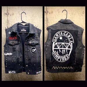 Custom Lost Boys battle vest. Studded punk vest. Vampire, Rancid, Nofx, Misfits!